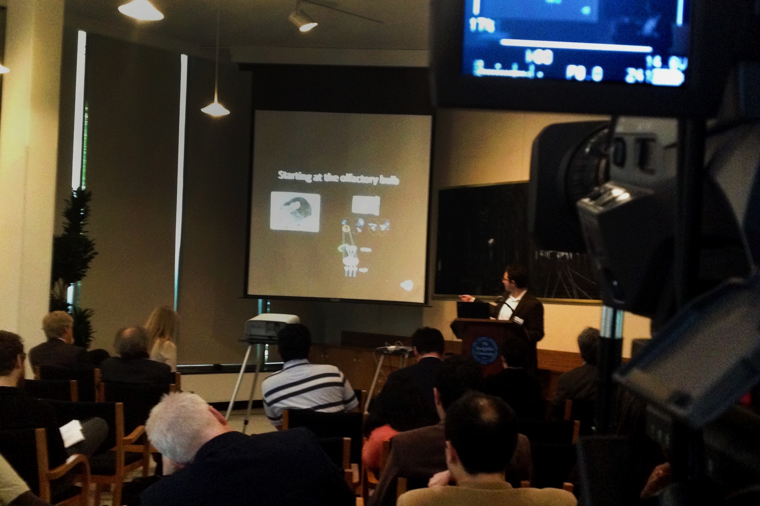 Scientific symposium talk at the Rockefeller University (camera op perspective)